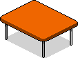 Oranger Küchentisch